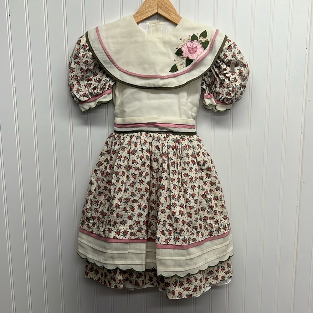 Vintage‎ Karela Kids Floral Peter Pan Collar Sz 8